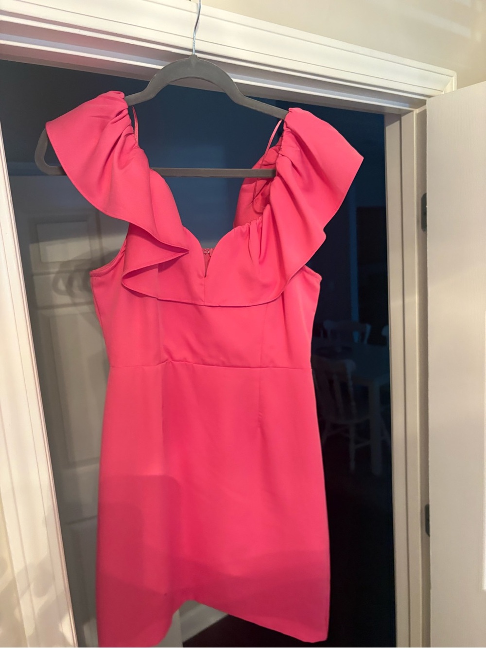 DO+BE Hot Pink Ruffle-Shoulder Mini Dress